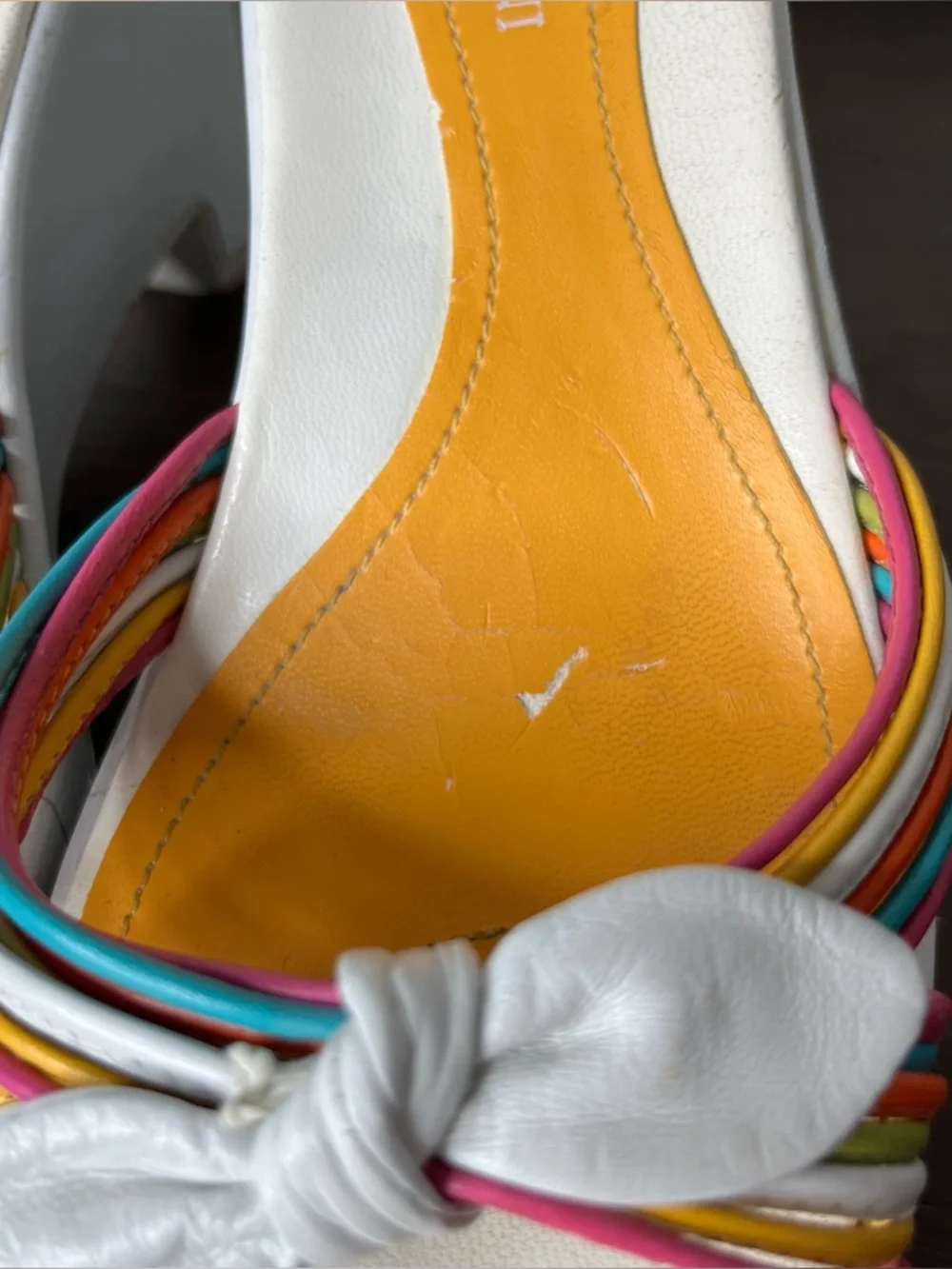 Y2K Vintage Strappy Rainbow Bow Wedge Heel Polly Pocket Fairycore Preppy - Picture 8 of 10